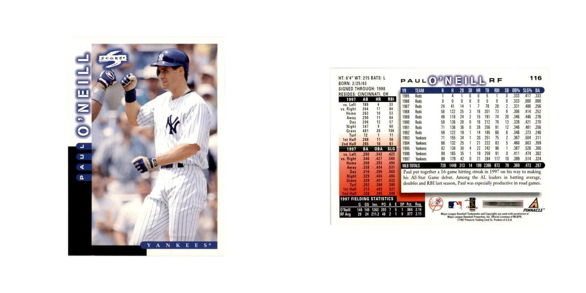 1998 Score Paul O'Neill Baseball Cards #116