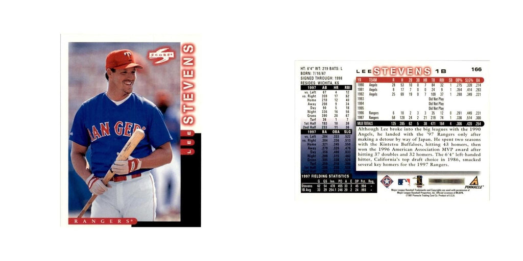 1998 Score Lee Stevens Baseball Cards #166