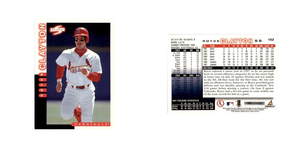 1998 Score Royce Clayton Baseball Cards #152