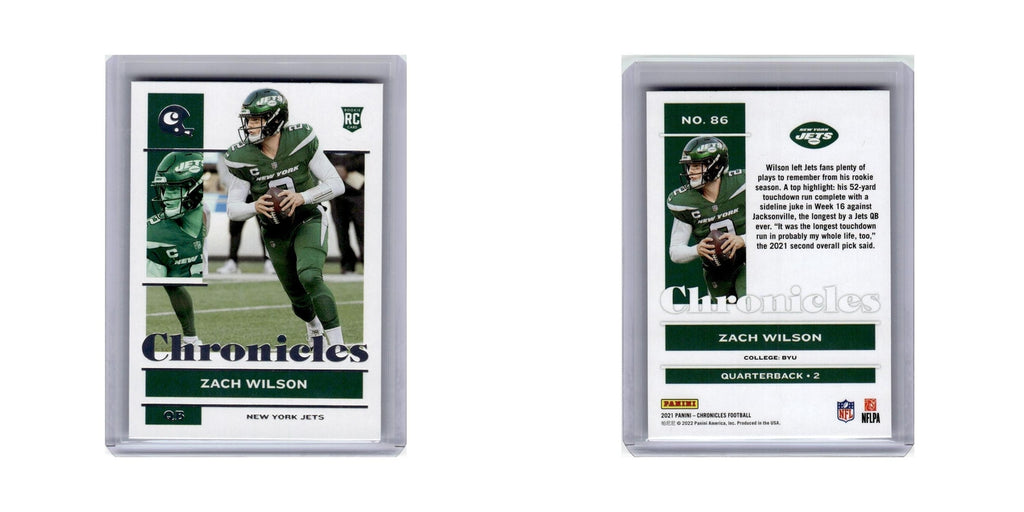 Zach Wilson Rookie 2021 Panini Chronicles #86 New York Jets Football Card NM
