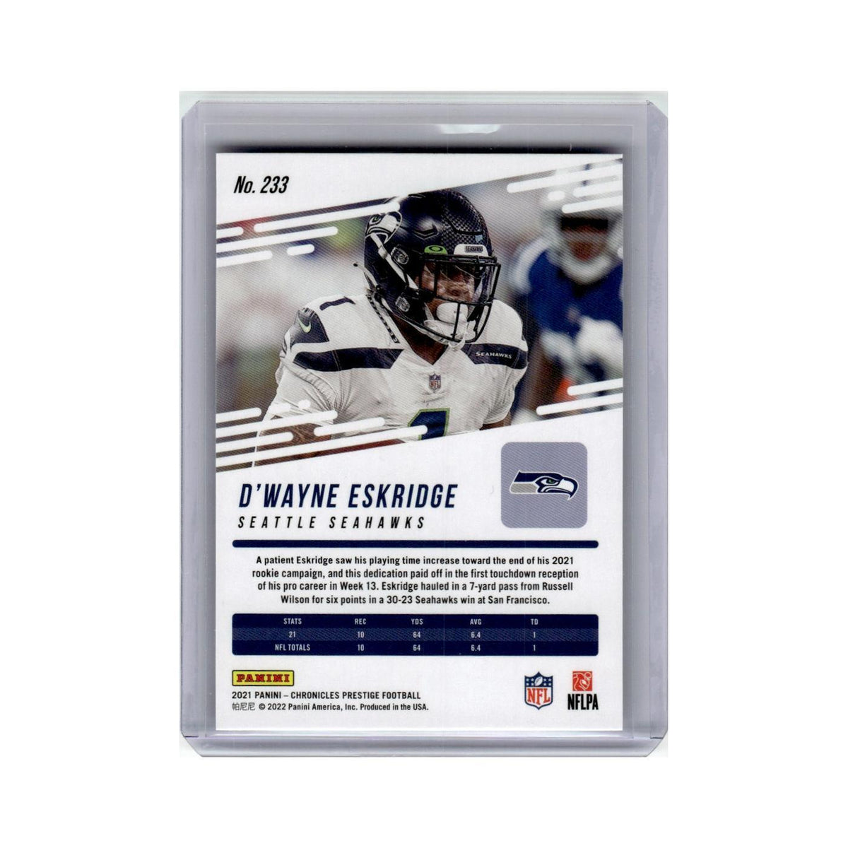 D'Wayne Eskridge Rookie 2021 Panini Prestige #233 Seattle Seahawks NM