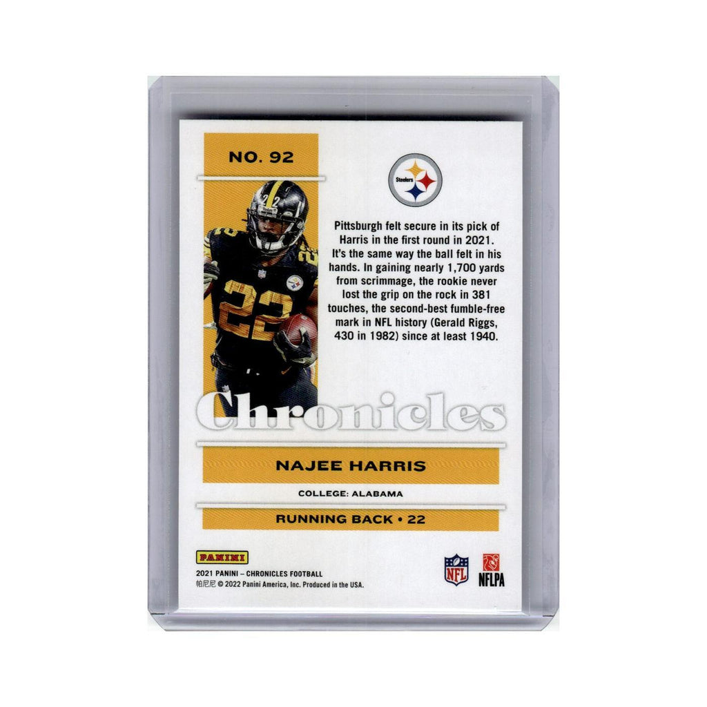 Najee Harris Rookie 2021 Panini Chronicles #92 Pittsburgh Steelers NM