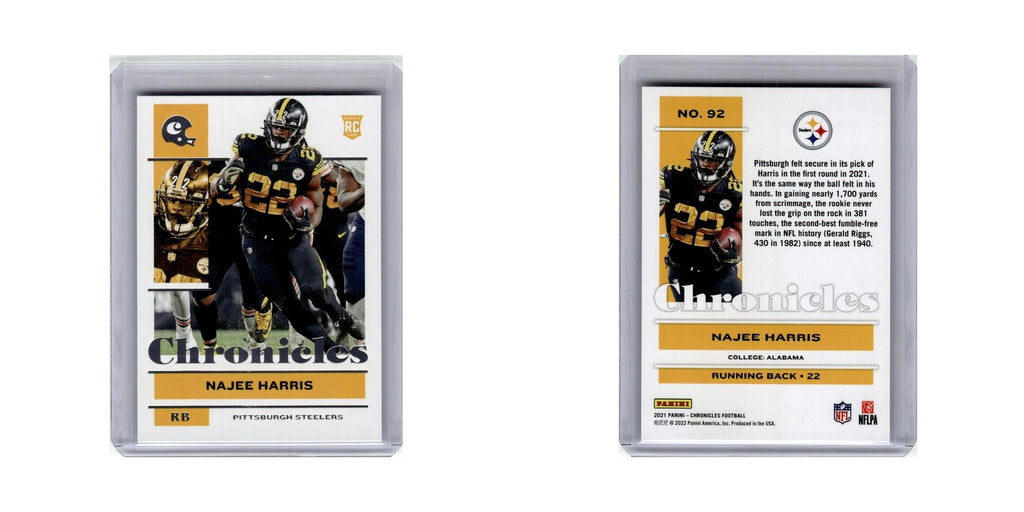 Najee Harris Rookie 2021 Panini Chronicles #92 Pittsburgh Steelers NM