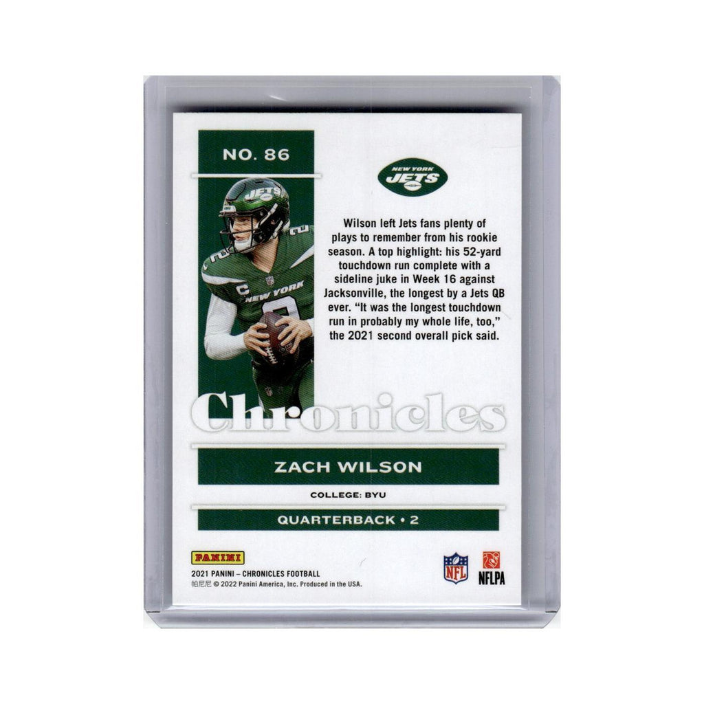 Zach Wilson Rookie 2021 Panini Chronicles #86 New York Jets Football Card NM