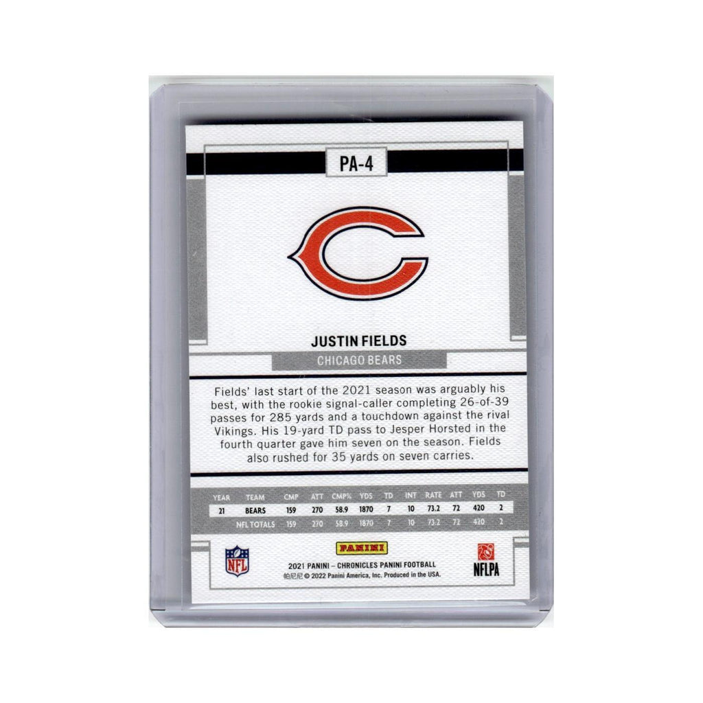 Justin Fields Rookie 2021 Panini Chronicles #PA-4 Chicago Bears Football Card NM