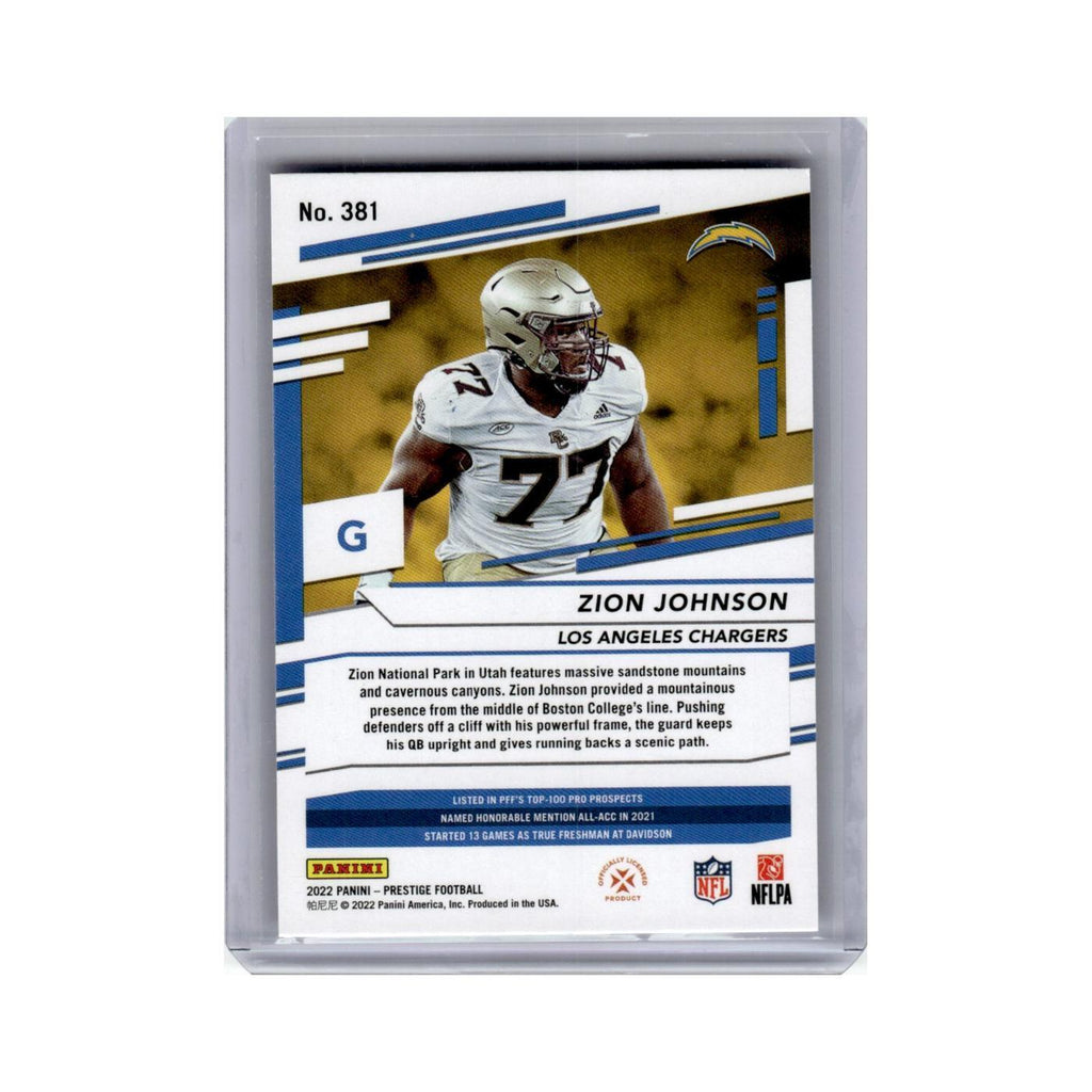 Zion Johnson Rookie 2022 Panini Prestige #381 Los Angeles Chargers NM