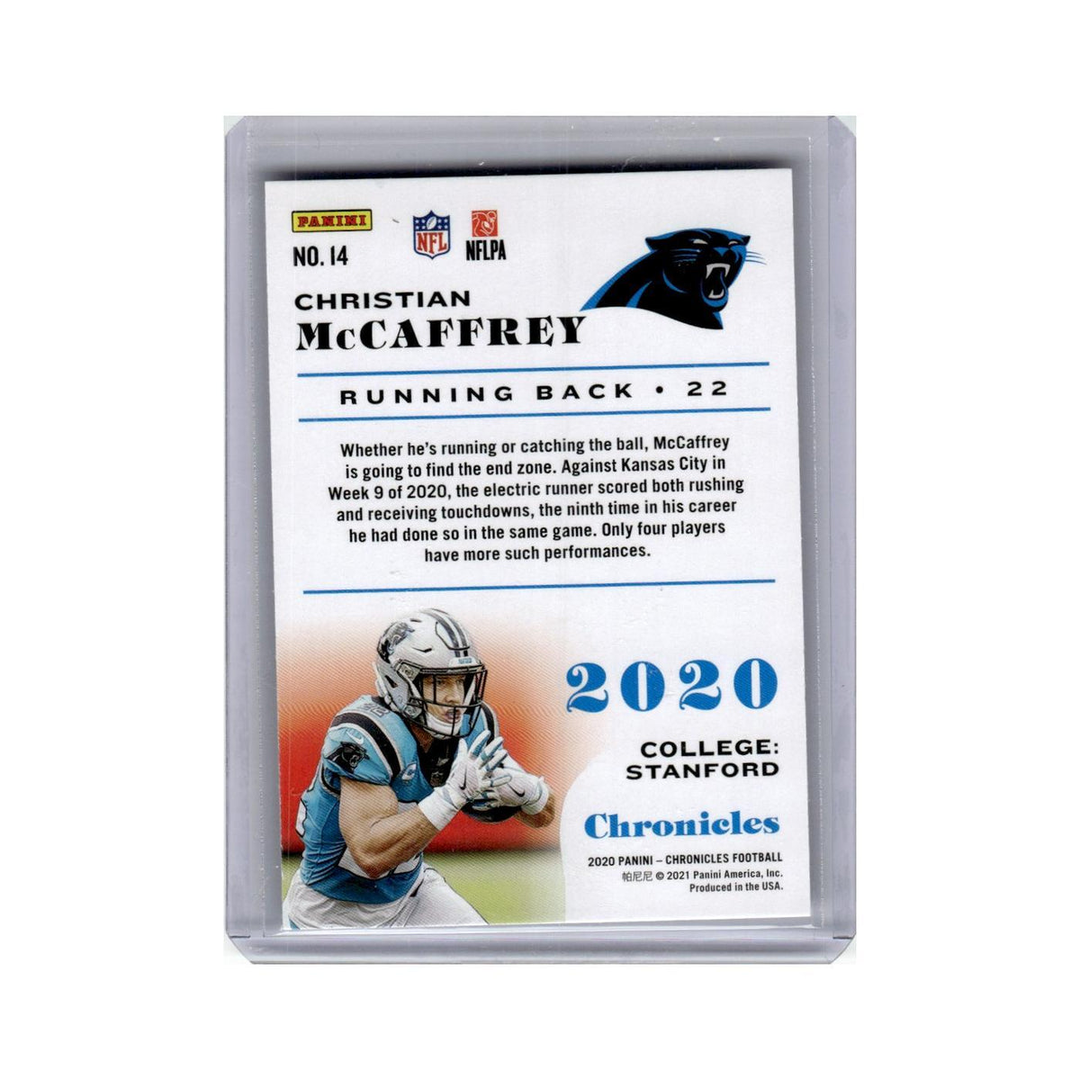 Christian McCaffrey 2021 Panini Chronicles #14 Carolina Panthers NM
