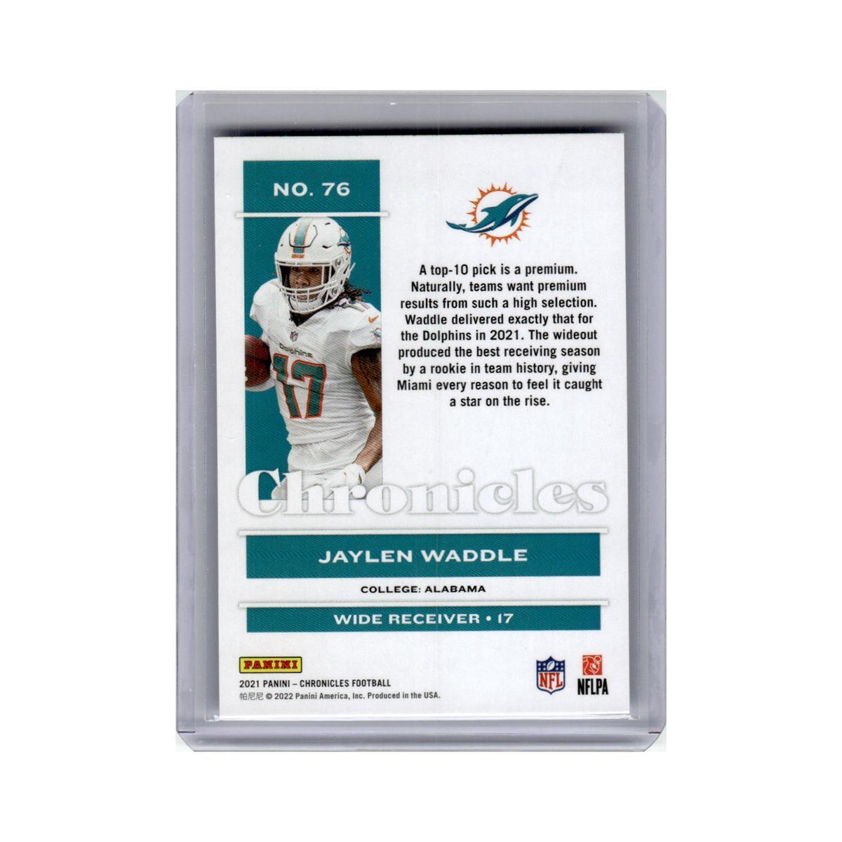 Jaylen Waddle Rookie 2021 Panini Chronicles #76 Miami Dolphins Football Card NM