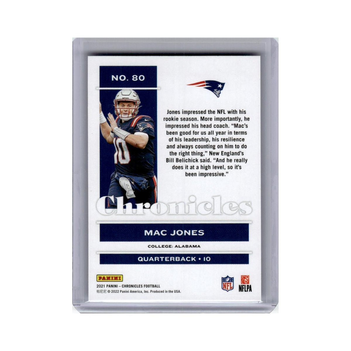 Mac Jones Rookie 2021 Panini Chronicles #80 New England Patriots NM