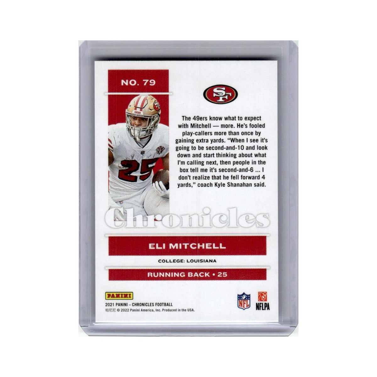 Eli Mitchell Rookie 2021 Panini Chronicles #79 San Francisco 49ers NM