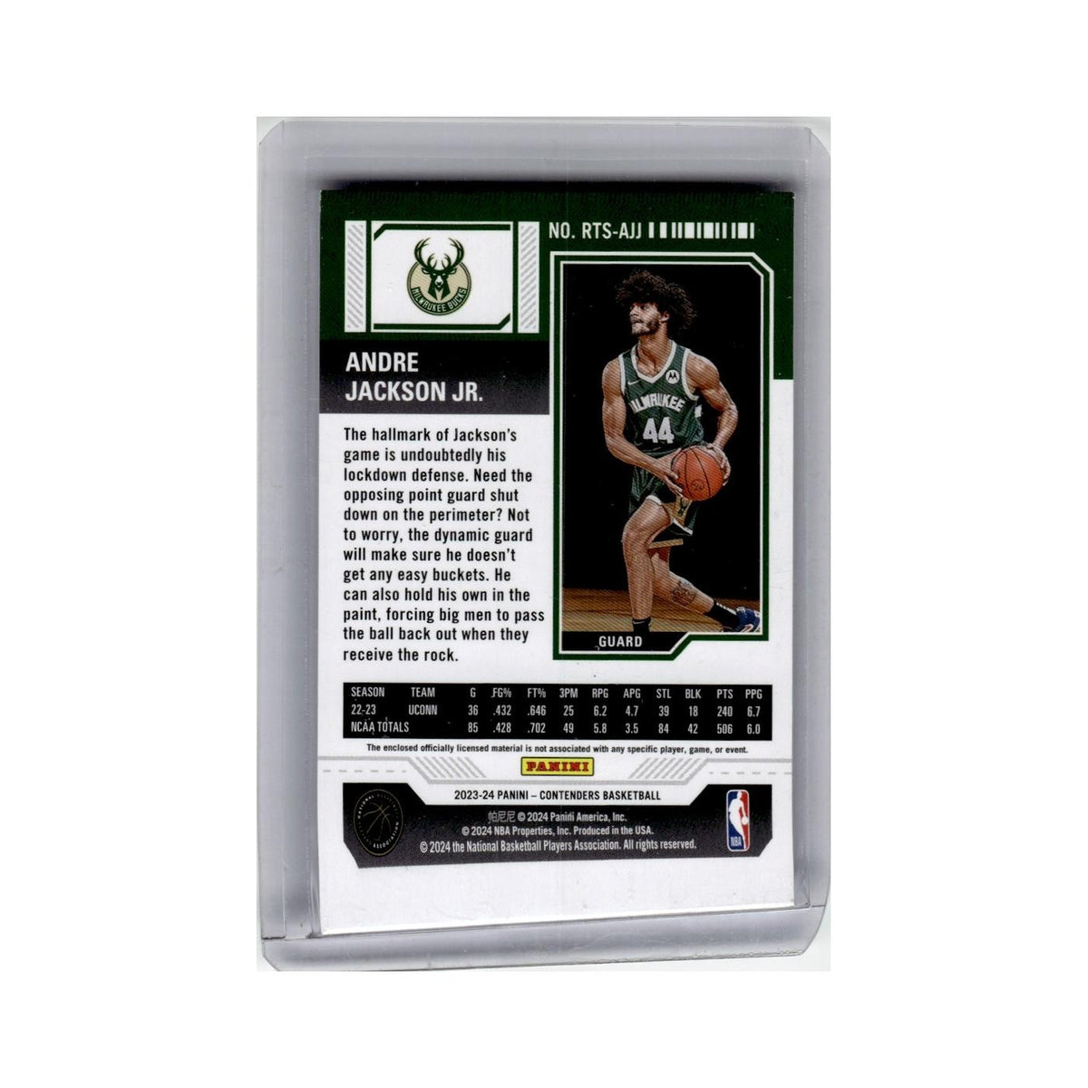 Andre Jackson Jr Rookie 2023 Panini Contenders #RTS-AJJ Milwaukee Bucks NM