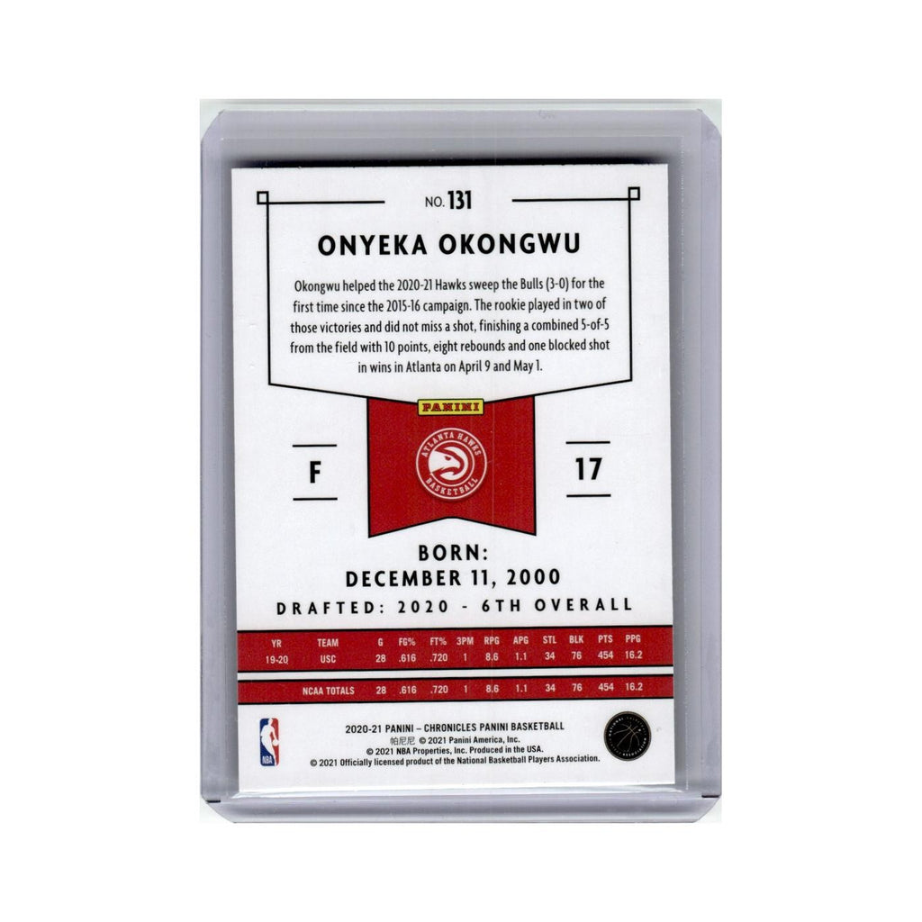Onyeka Okongwu Rookie 2020 Panini Chronicles #131 Atlanta Hawks NM
