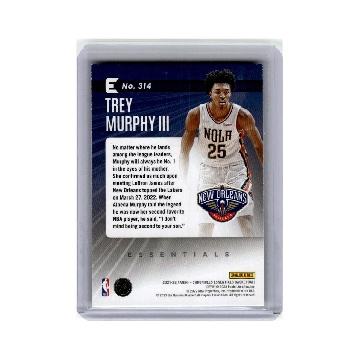 Trey Murphy III Rookie 2021 Panini Chronicles Essentials #314 Pelicans NM