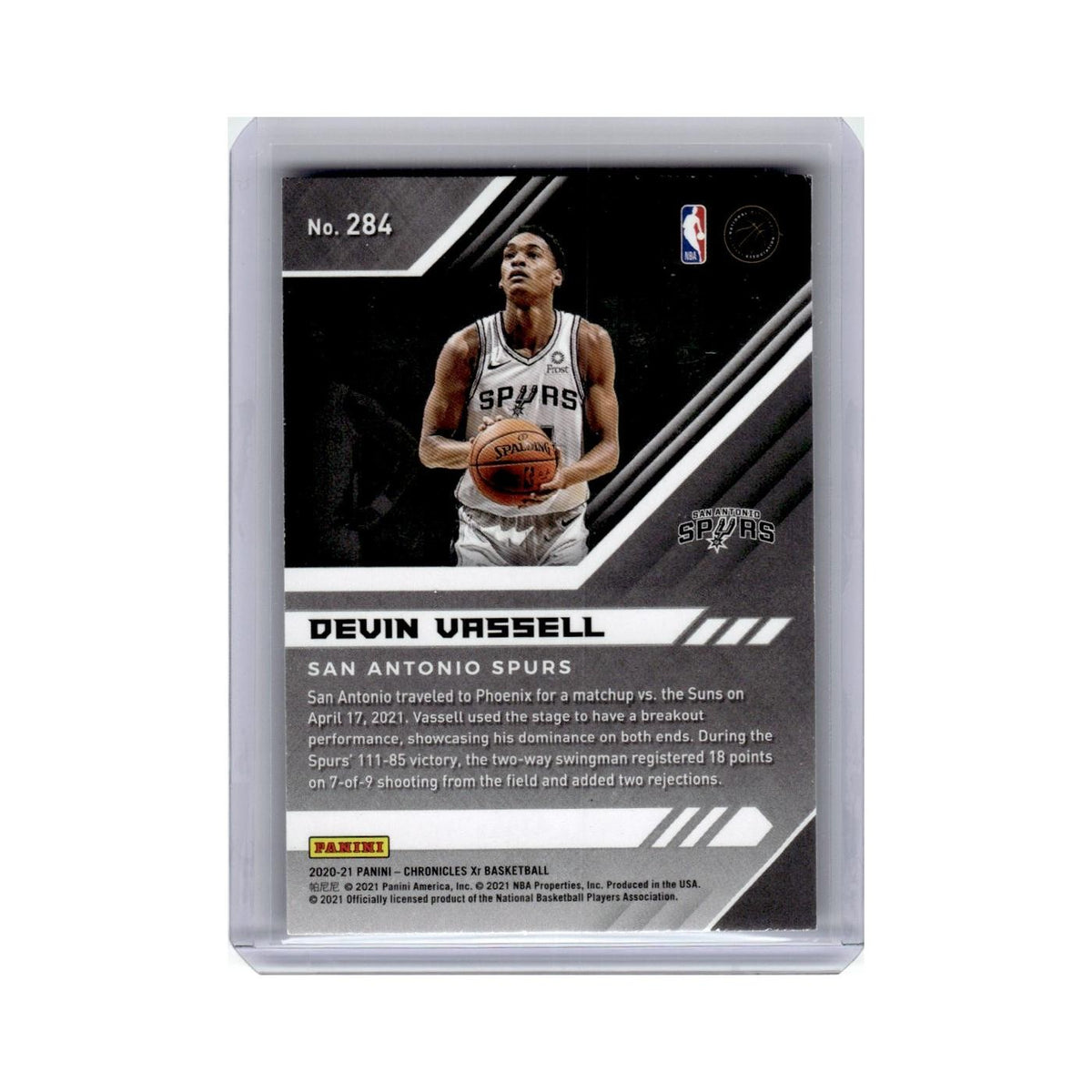 Devin Vassell Rookie 2020 Panini Chronicles Xr #284 San Antonio Spurs NM