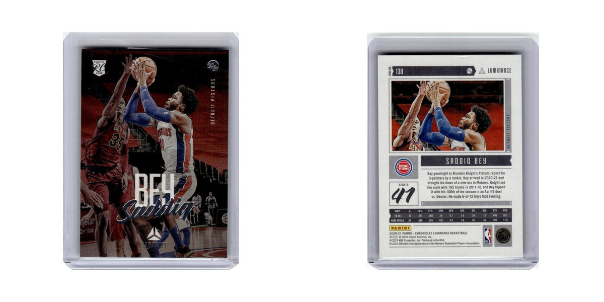 Saddiq Bey Rookie 2020 Panini Chronicles Luminance #138 Detroit Pistons NM