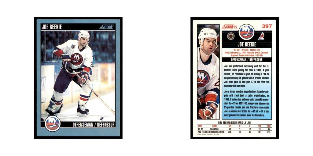 1992 Score Canadian Joe Reekie New York Islanders #397