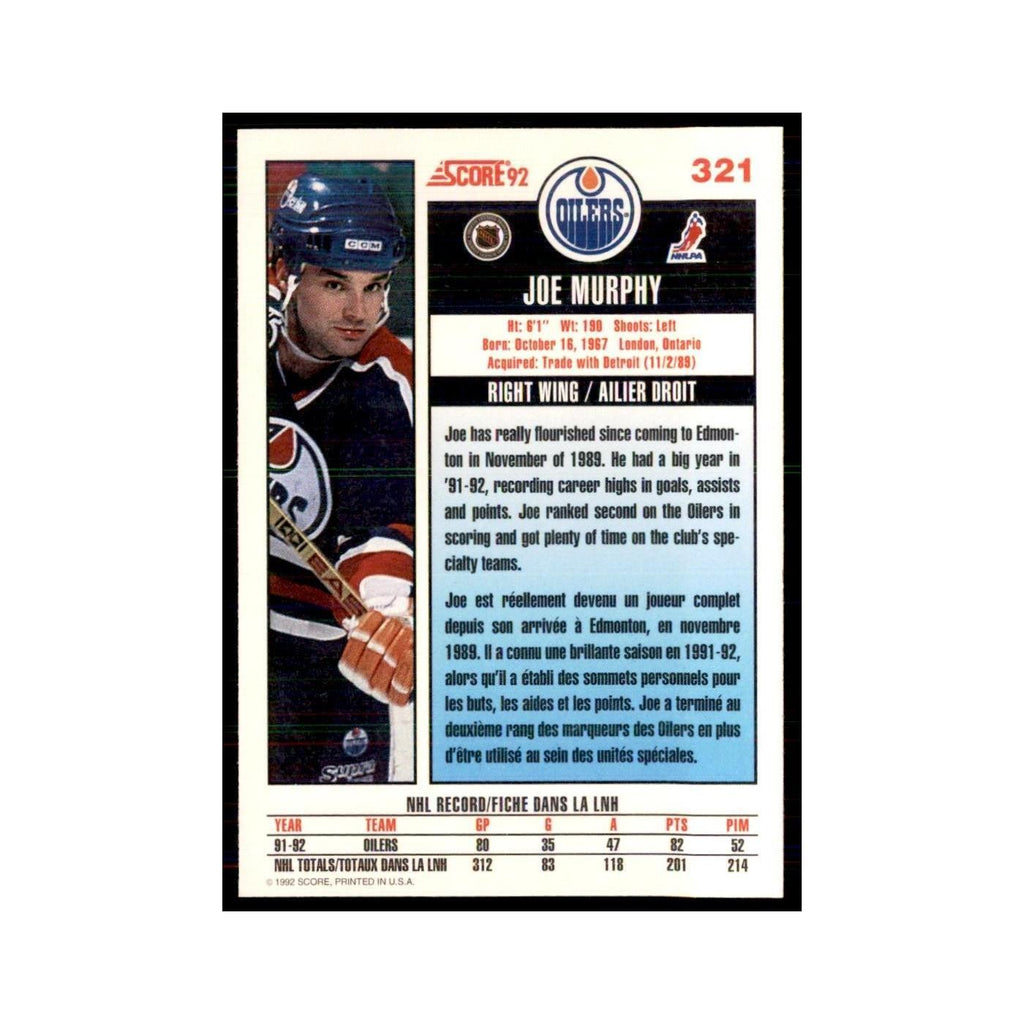 1992 Score Canadian Joe Murphy Edmonton Oilers #321