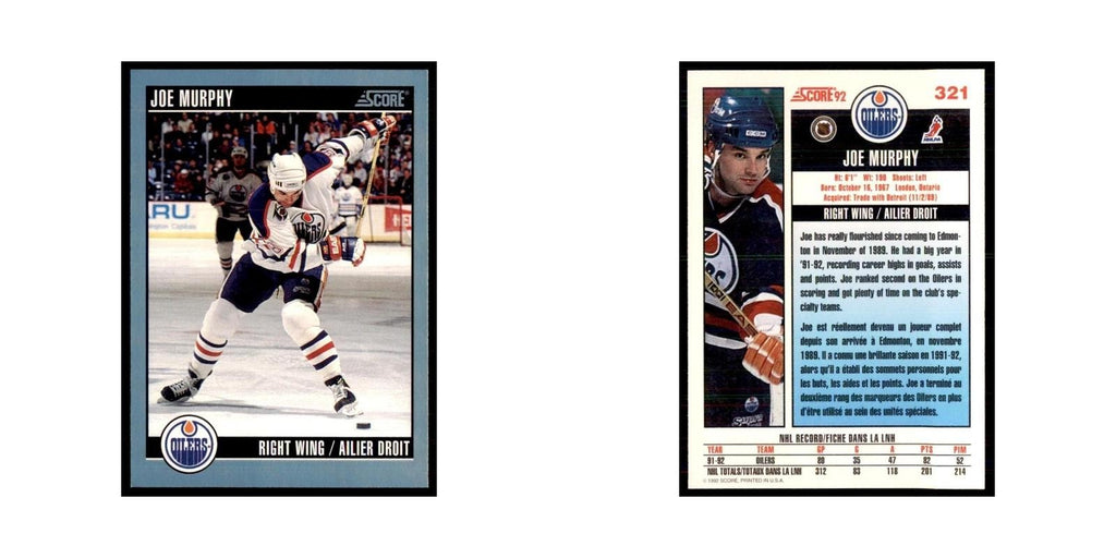 1992 Score Canadian Joe Murphy Edmonton Oilers #321