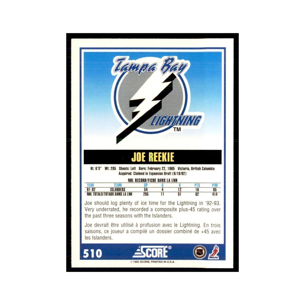 1992 Score Canadian Joe Reekie Tampa Bay Lightning #510