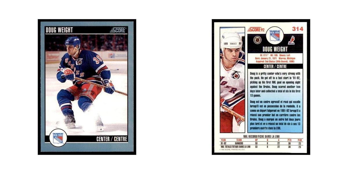 1992 Score Canadian Doug Weight New York Rangers #314