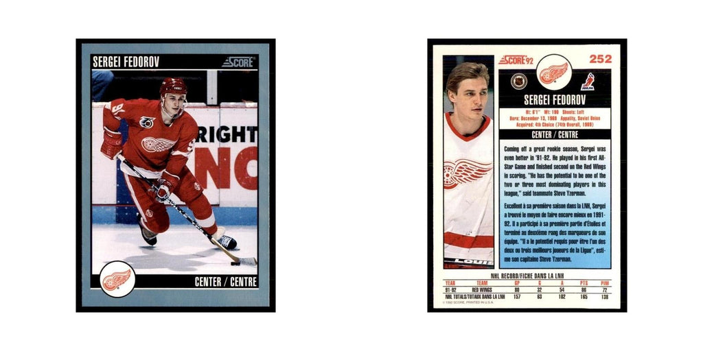 1992 Score Canadian Sergei Fedorov Detroit Red Wings #252