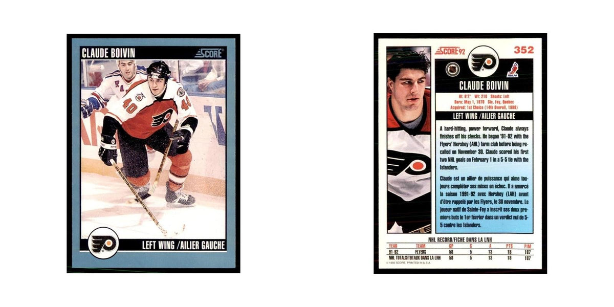 1992 Score Canadian Claude Boivin Philadelphia Flyers #352