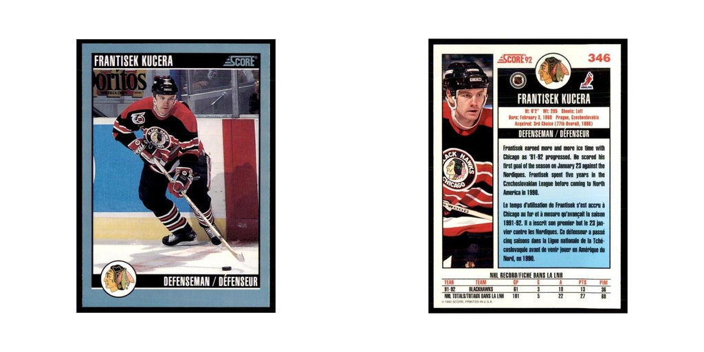 1992 Score Canadian Frantisek Kucera Chicago Blackhawks #346