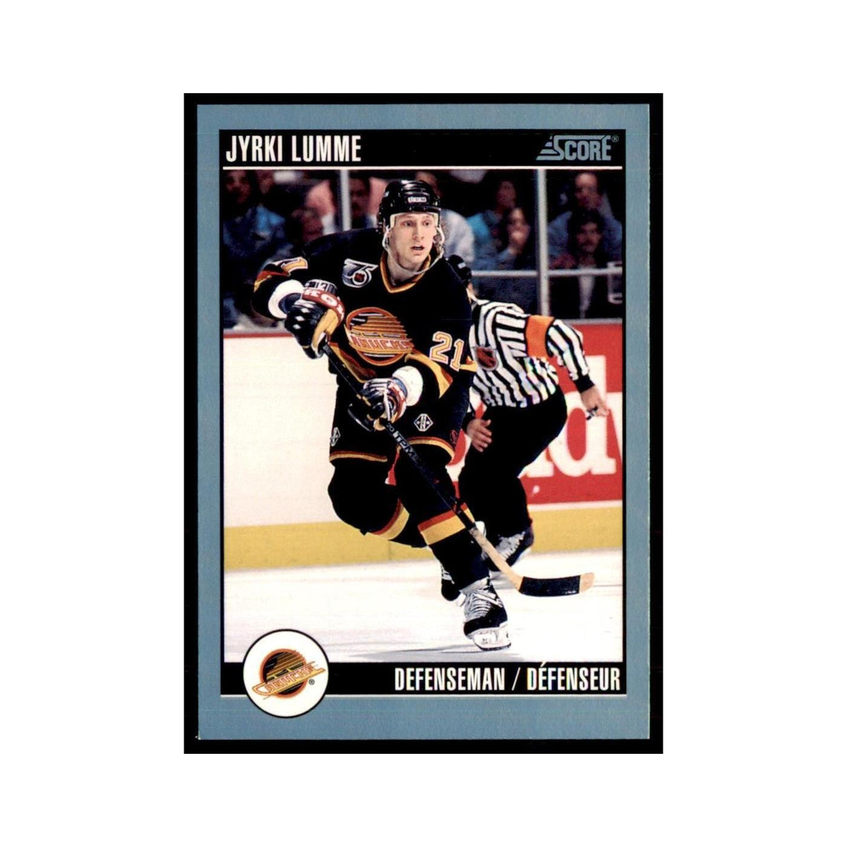 1992 Score Canadian Jyrki Lumme Vancouver Canucks #318