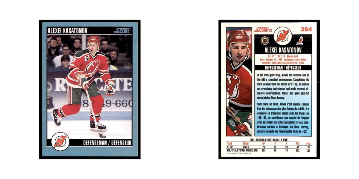1992 Score Canadian Alexei Kasatonov New Jersey Devils #394