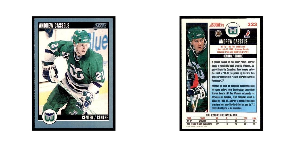 1992 Score Canadian Andrew Cassels Hartford Whalers #323