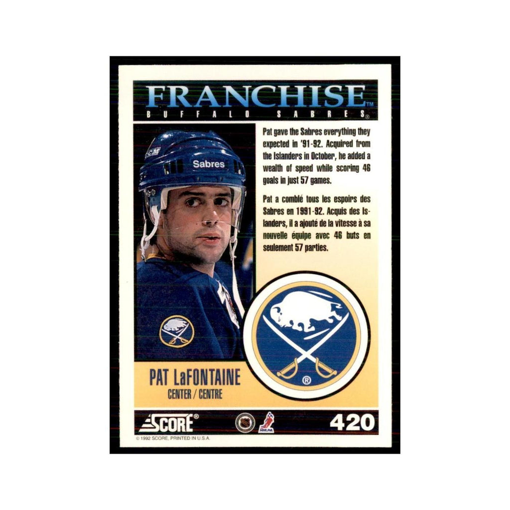 1992 Score Canadian Pat LaFontaine Buffalo Sabres #420