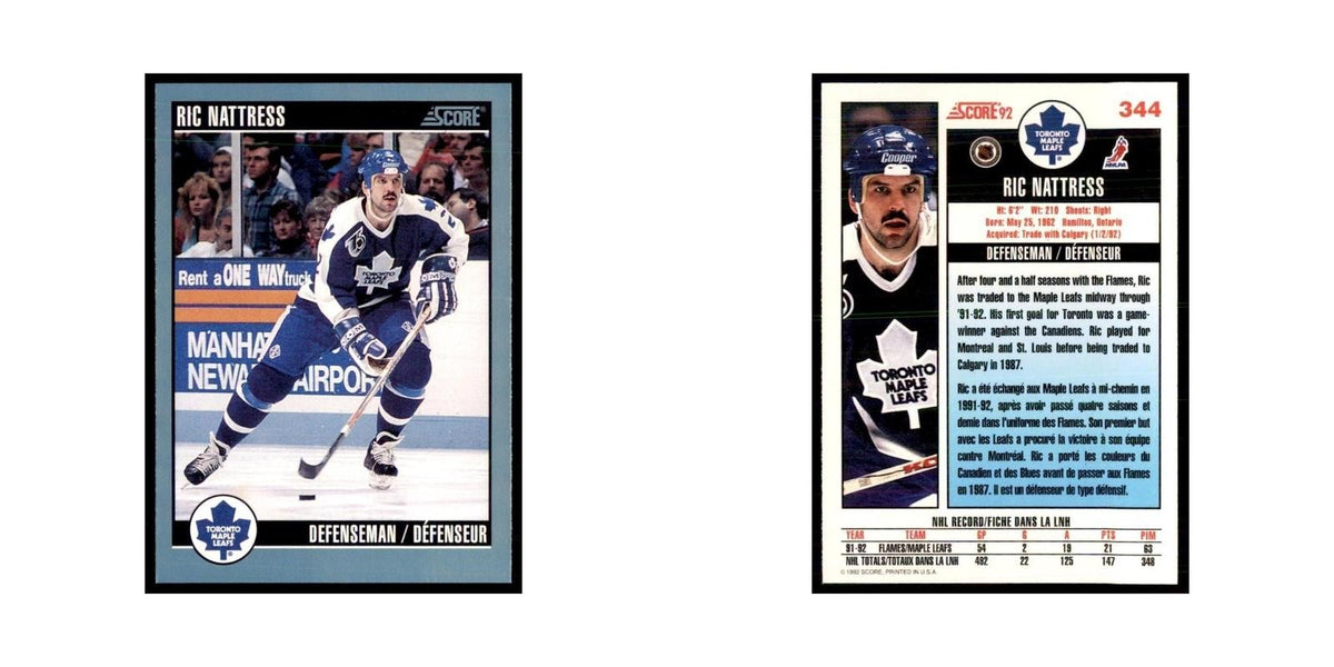 1992 Score Canadian Ric Nattress Toronto Maple Leafs #344