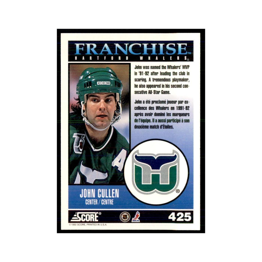 1992 Score Canadian John Cullen Hartford Whalers #425