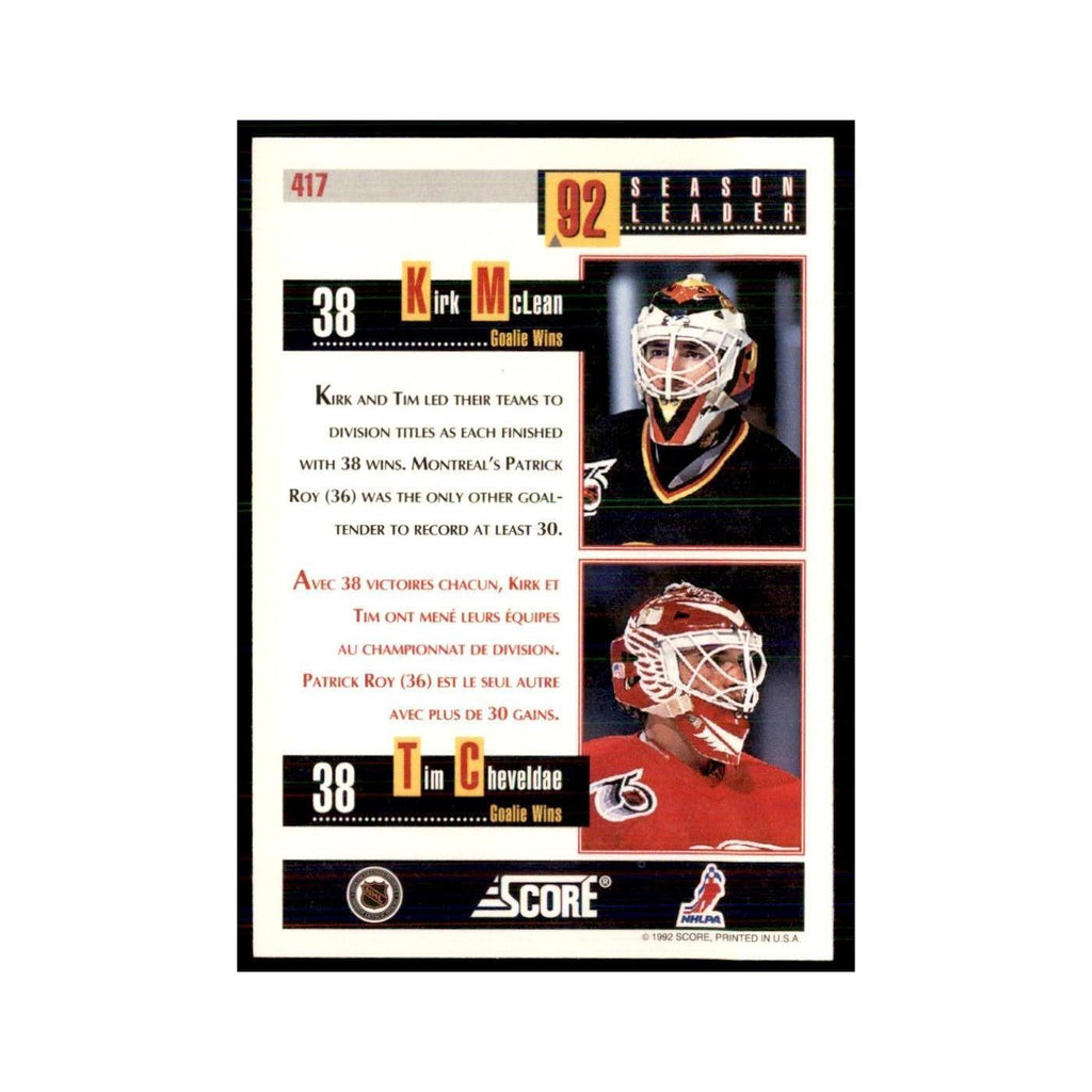 1992 Tim Cheveldae/Kirk McLean Detroit Red Wings/Vancouver Canucks