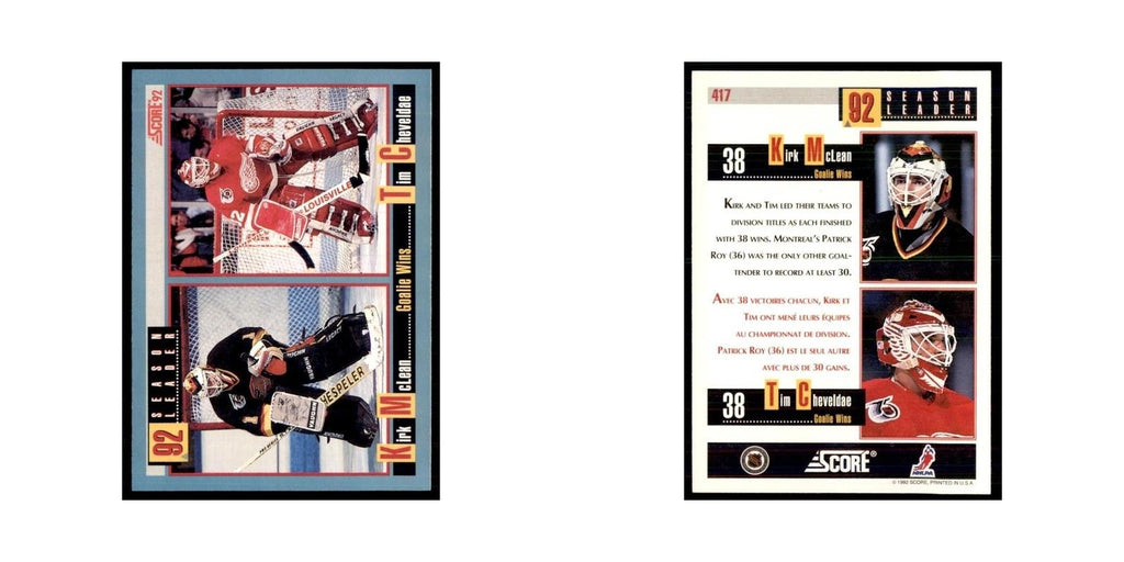 1992 Tim Cheveldae/Kirk McLean Detroit Red Wings/Vancouver Canucks