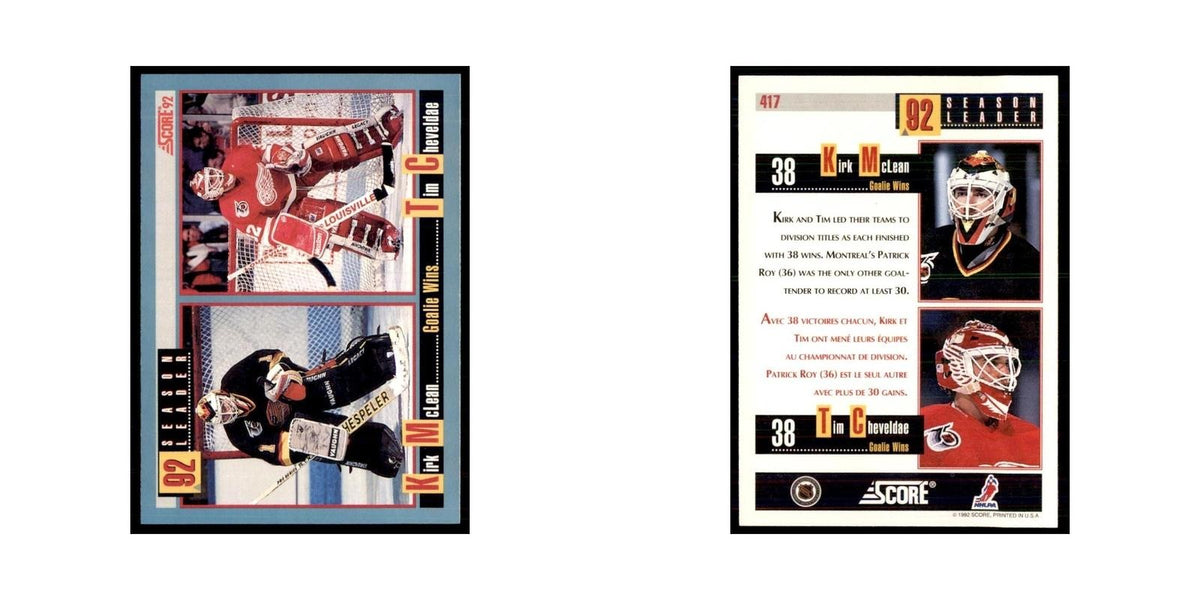 1992 Tim Cheveldae/Kirk McLean Detroit Red Wings/Vancouver Canucks