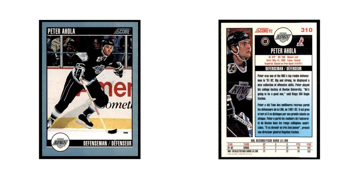 1992 Score Canadian Peter Ahola Los Angeles Kings #310