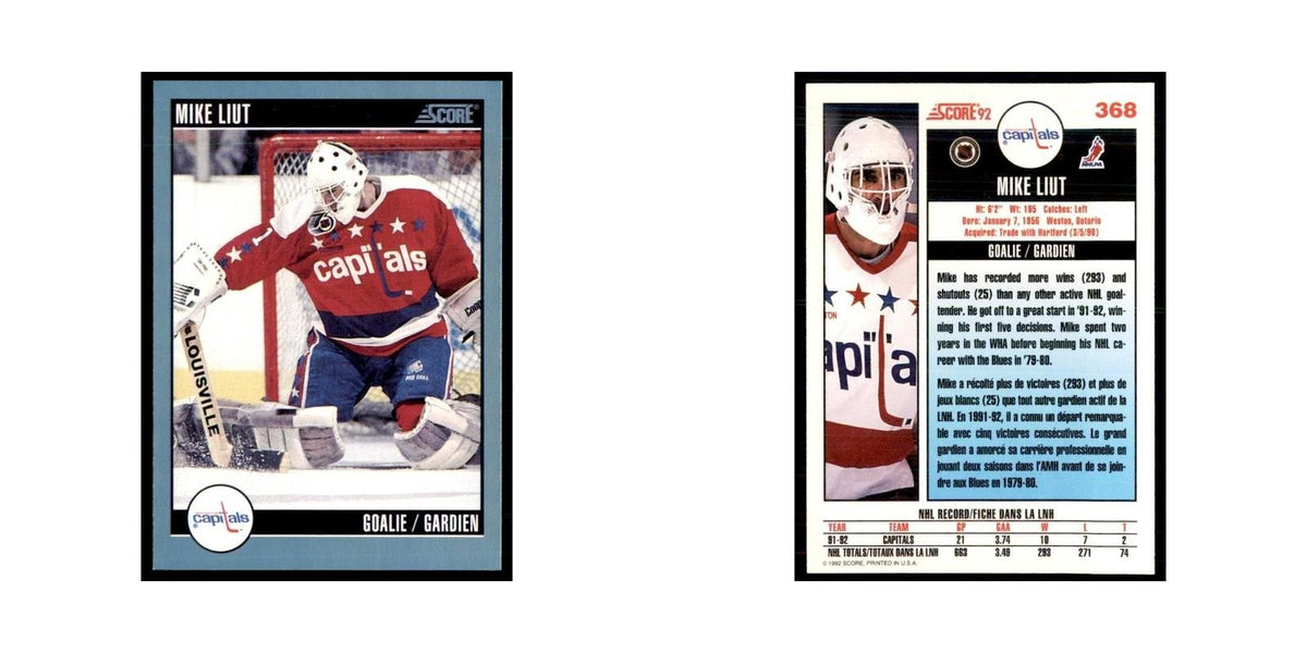 1992 Score Canadian Mike Liut Washington Capitals #368