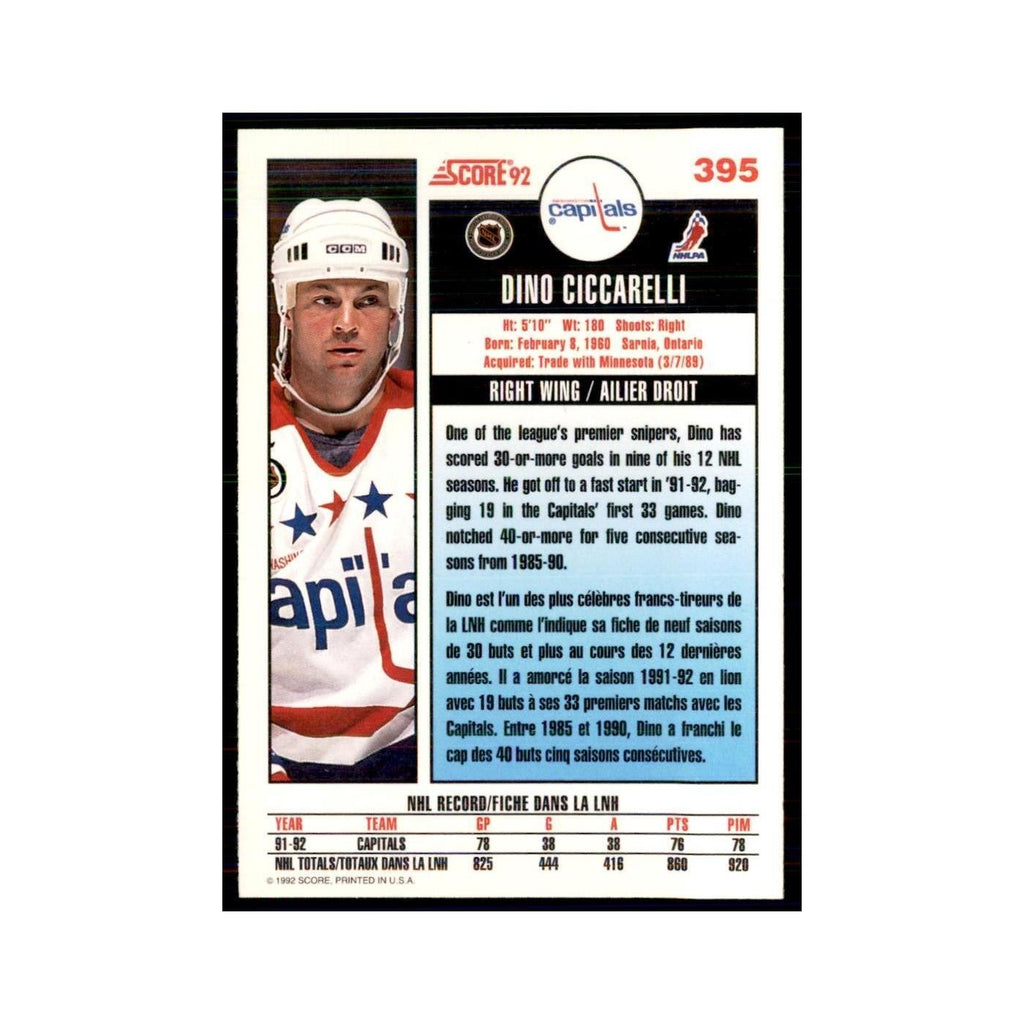 1992 Score Canadian Dino Ciccarelli Washington Capitals #395