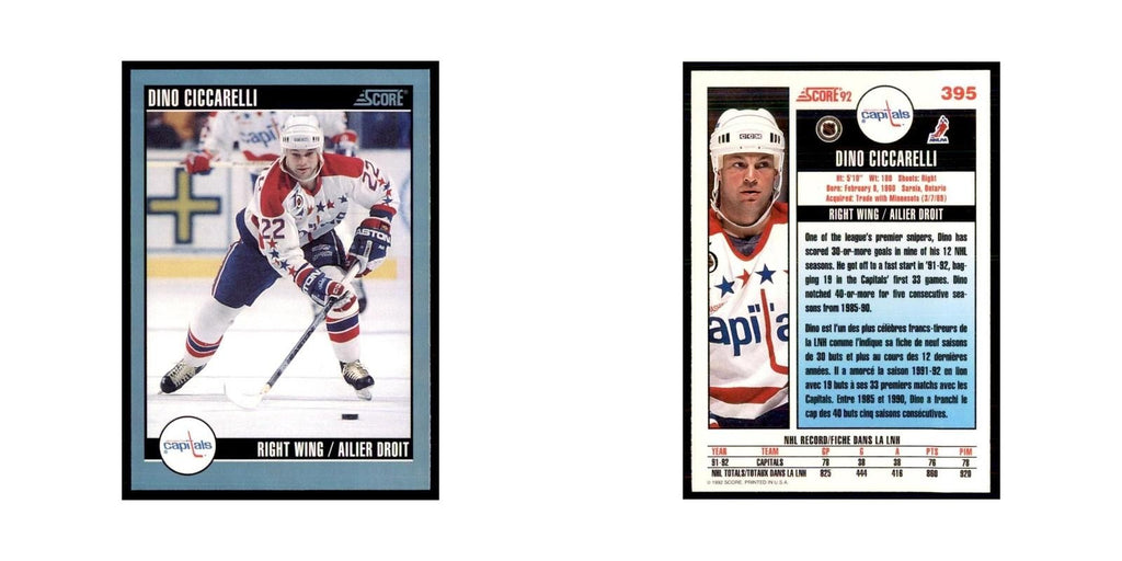 1992 Score Canadian Dino Ciccarelli Washington Capitals #395