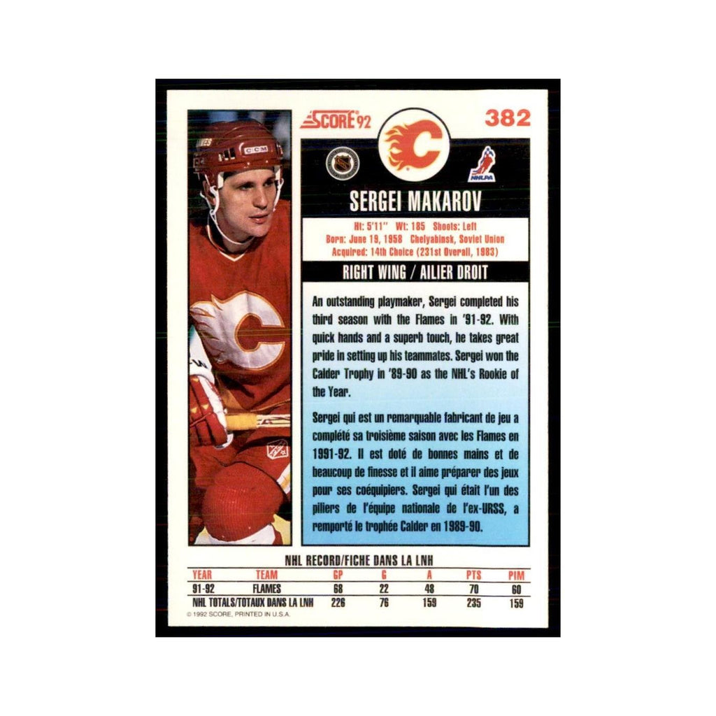 1992 Score Canadian Sergei Makarov Calgary Flames #382