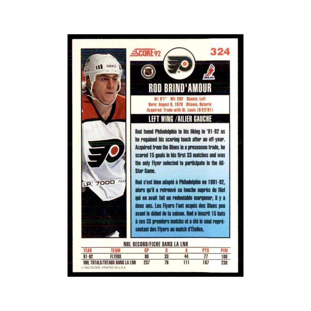 1992 Score Canadian Rod Brind'Amour Philadelphia Flyers #324