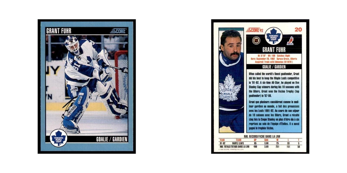 1992 Score Canadian Grant Fuhr Toronto Maple Leafs #20