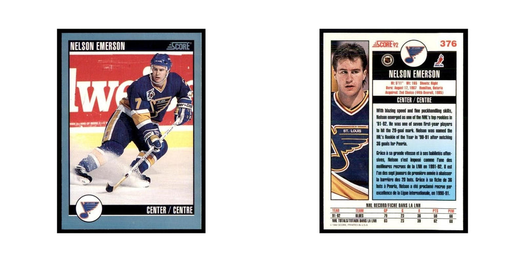 1992 Score Canadian Nelson Emerson St. Louis Blues #376