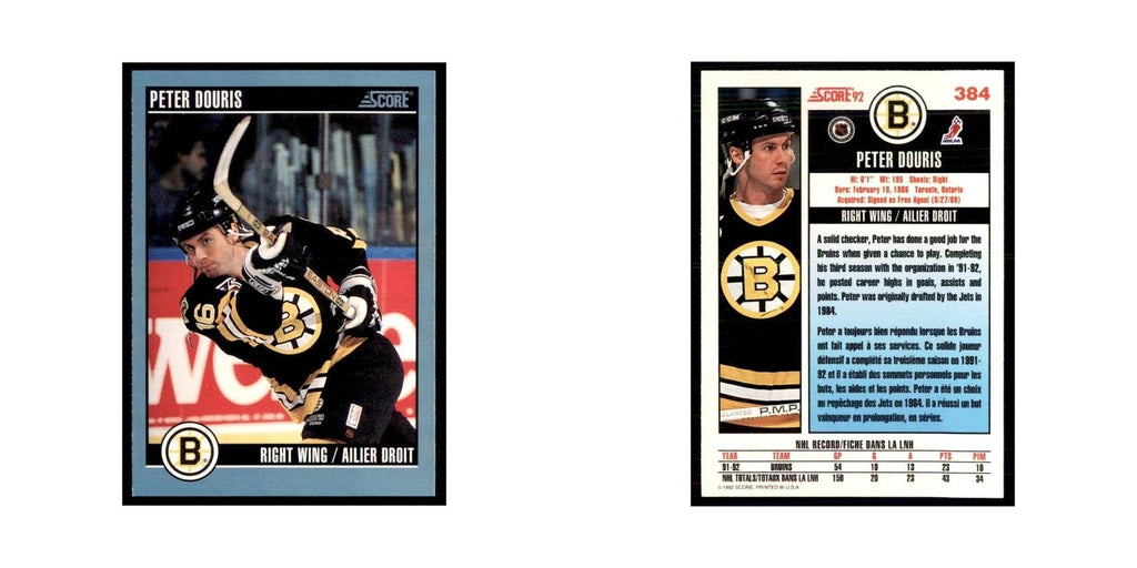 1992 Score Canadian Peter Douris Boston Bruins #384