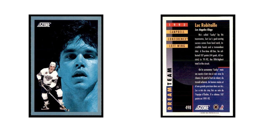 1992 Score Canadian Luc Robitaille Los Angeles Kings #498