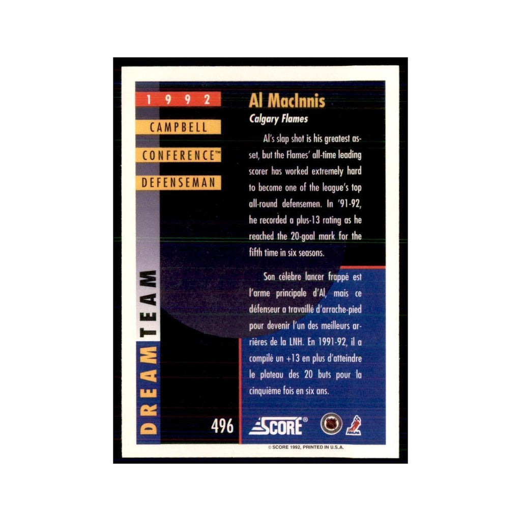 1992 Score Canadian Al MacInnis Calgary Flames #496
