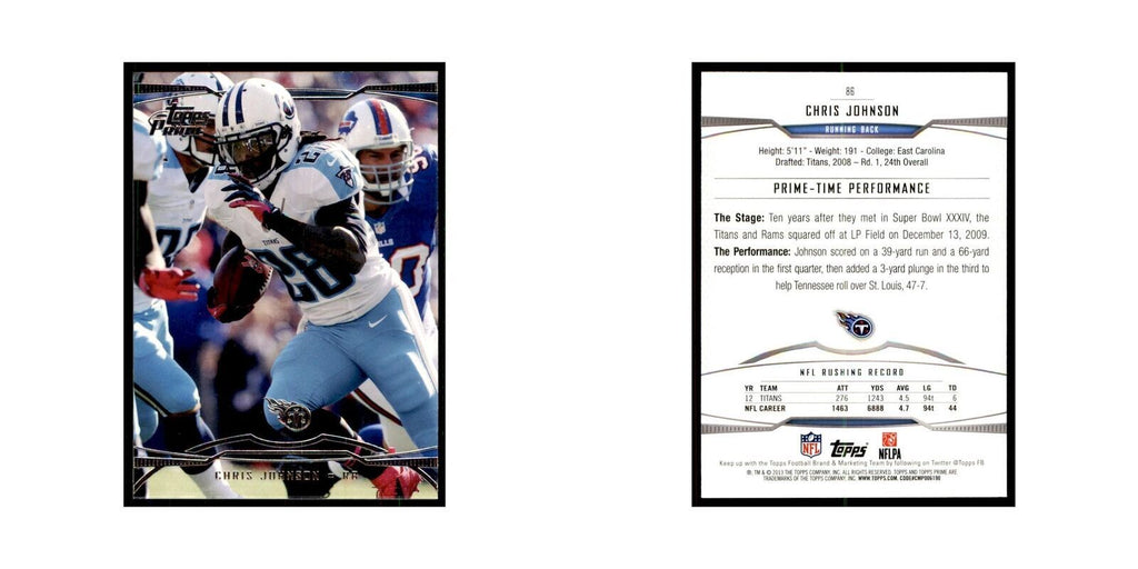 2013 Topps Prime Chris Johnson Football Cards #86