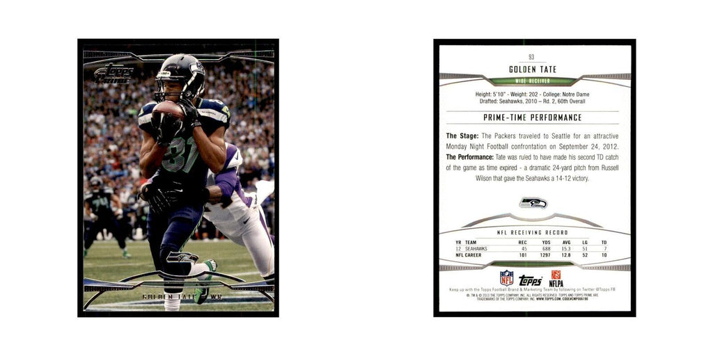 2013 Topps Prime Golden Tate Football Cards #93