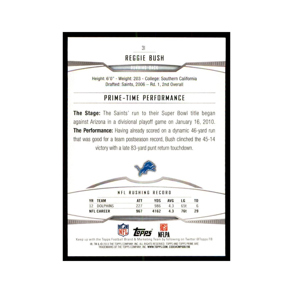 2013 Topps Prime Reggie Bush Football Cards #31